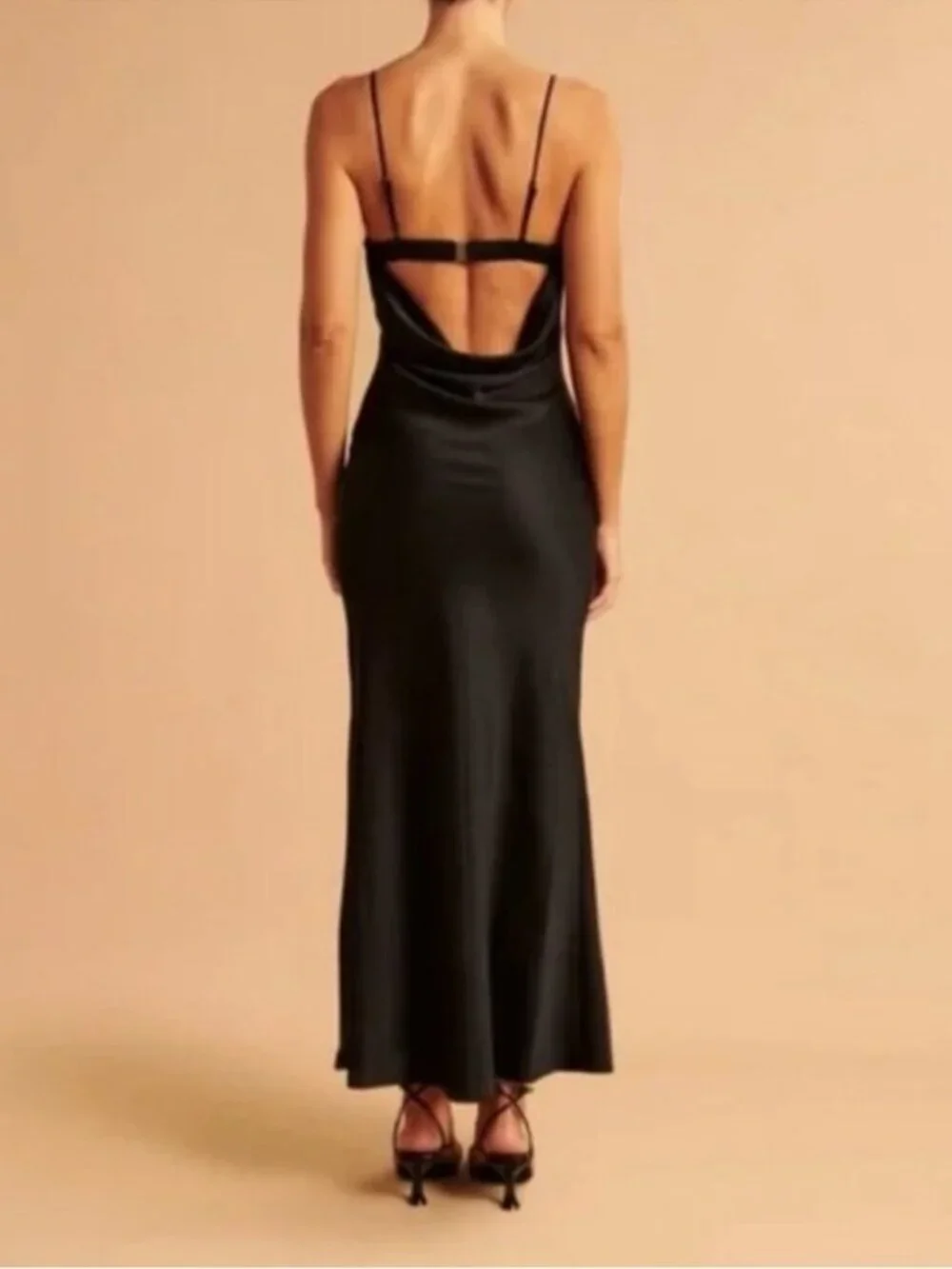 The A&F Julia Slip Cowl Back-Bow Maxi Dress in Black